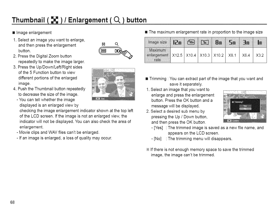 Thumbnail (h ) / enlargement ( q.) button, Edei bm | Samsung AQ 1O0 User Manual | Page 69 / 105