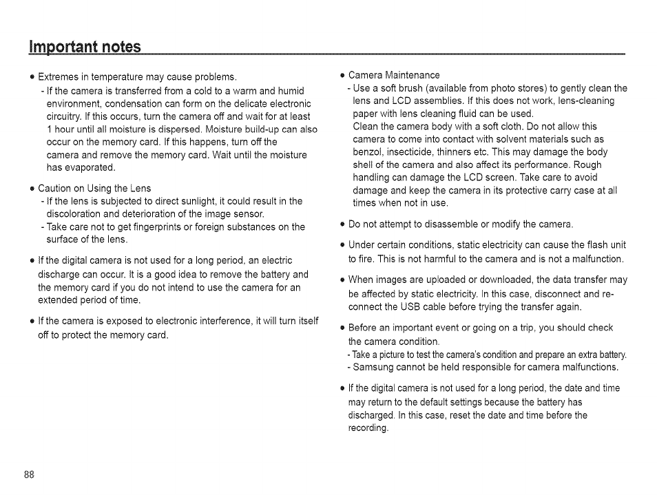 Important notes | Samsung AQ 1O0 User Manual | Page 89 / 105