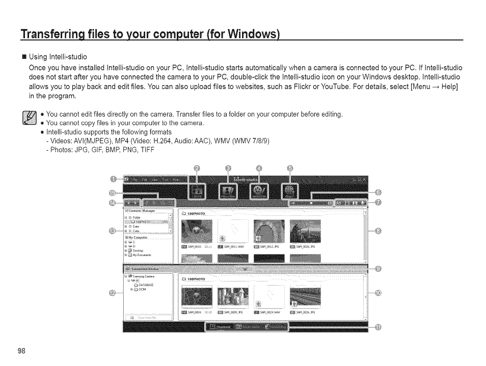 Transferring files to your computer (for windows) | Samsung AQ 1O0 User Manual | Page 99 / 105