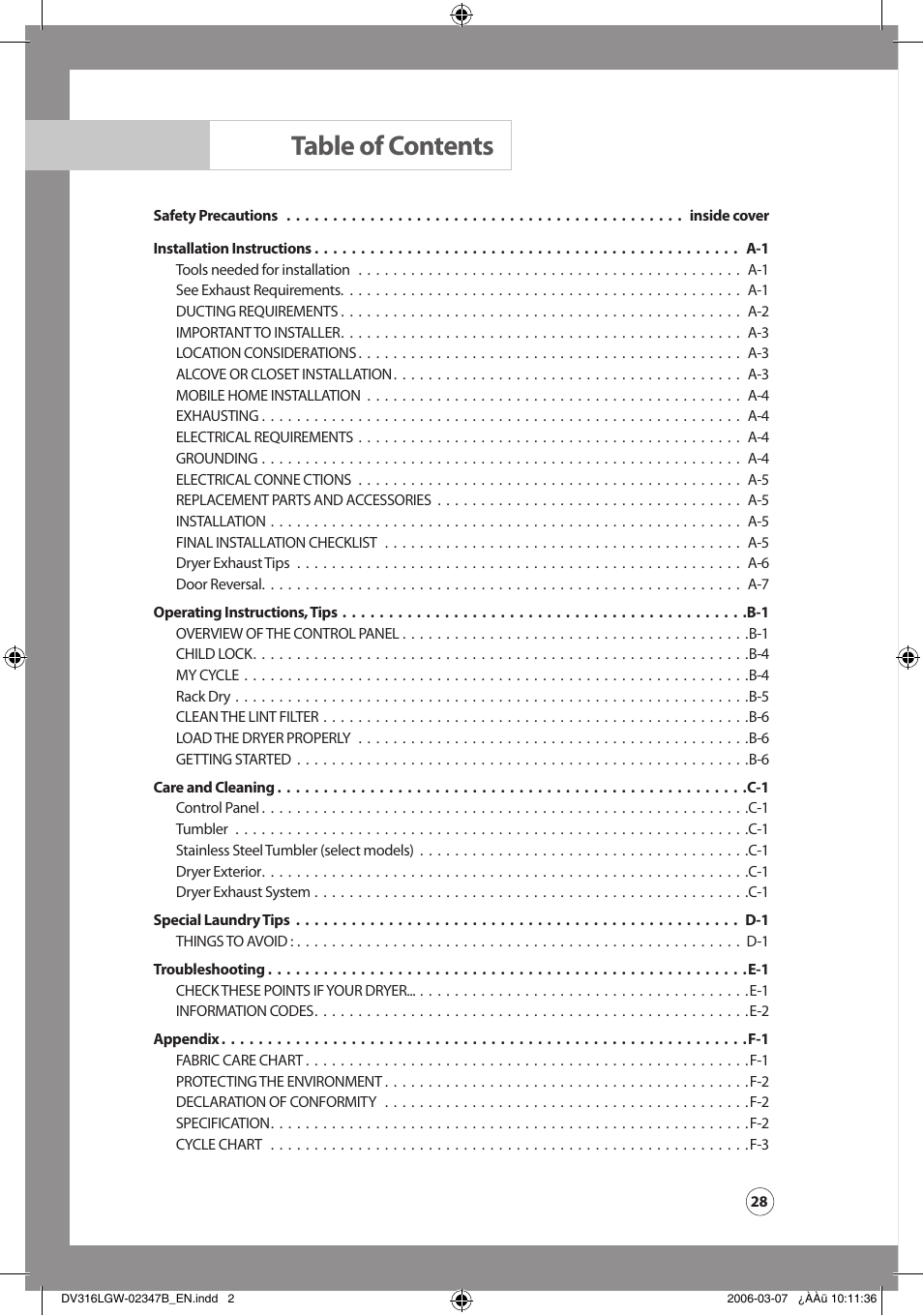Samsung Model DV316HEC User Manual | Page 4 / 28
