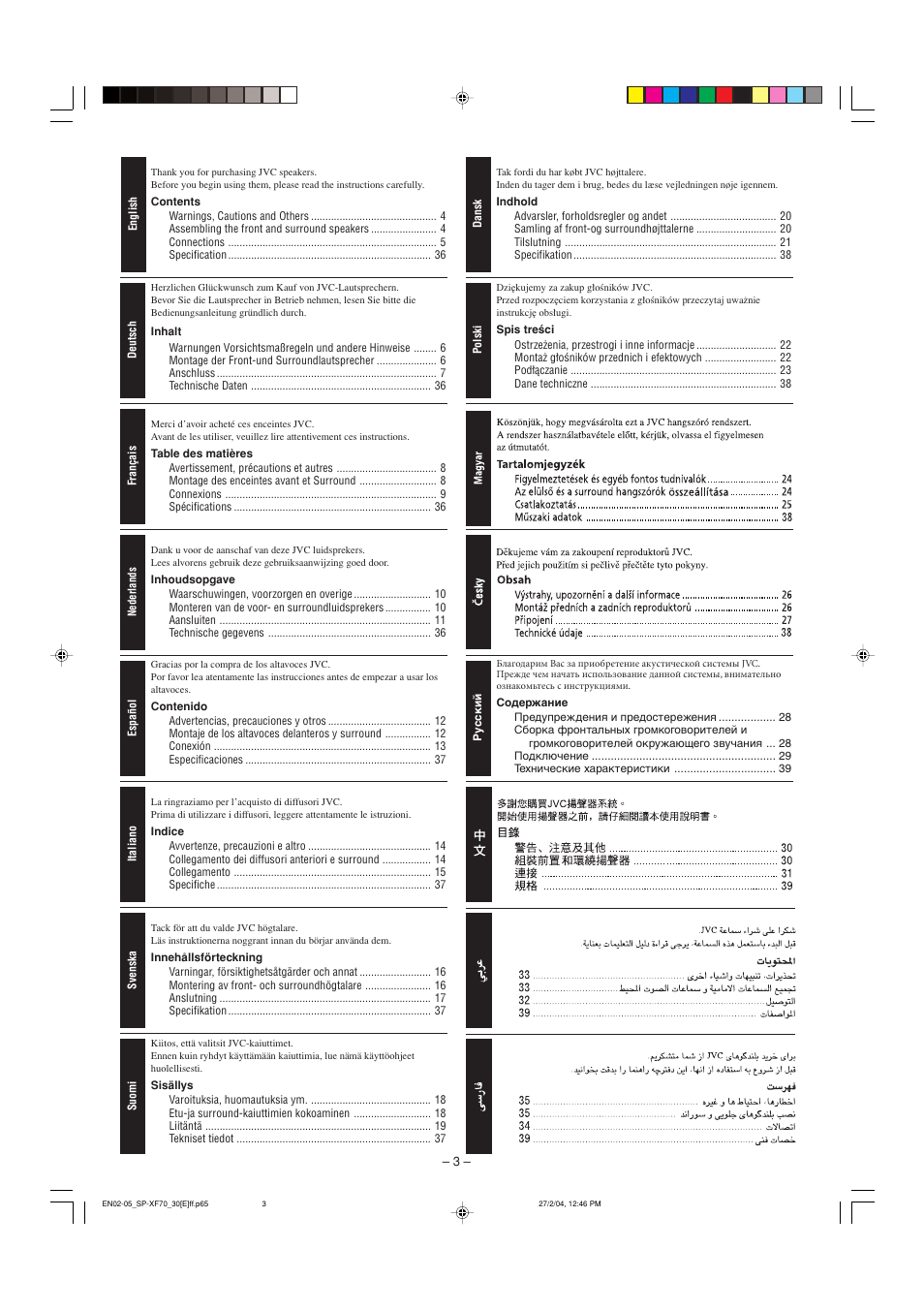 JVC QP-F70AL User Manual | Page 3 / 40