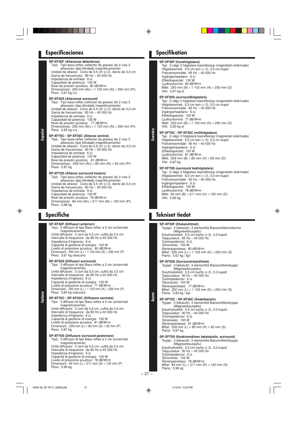 JVC QP-F70AL User Manual | Page 37 / 40