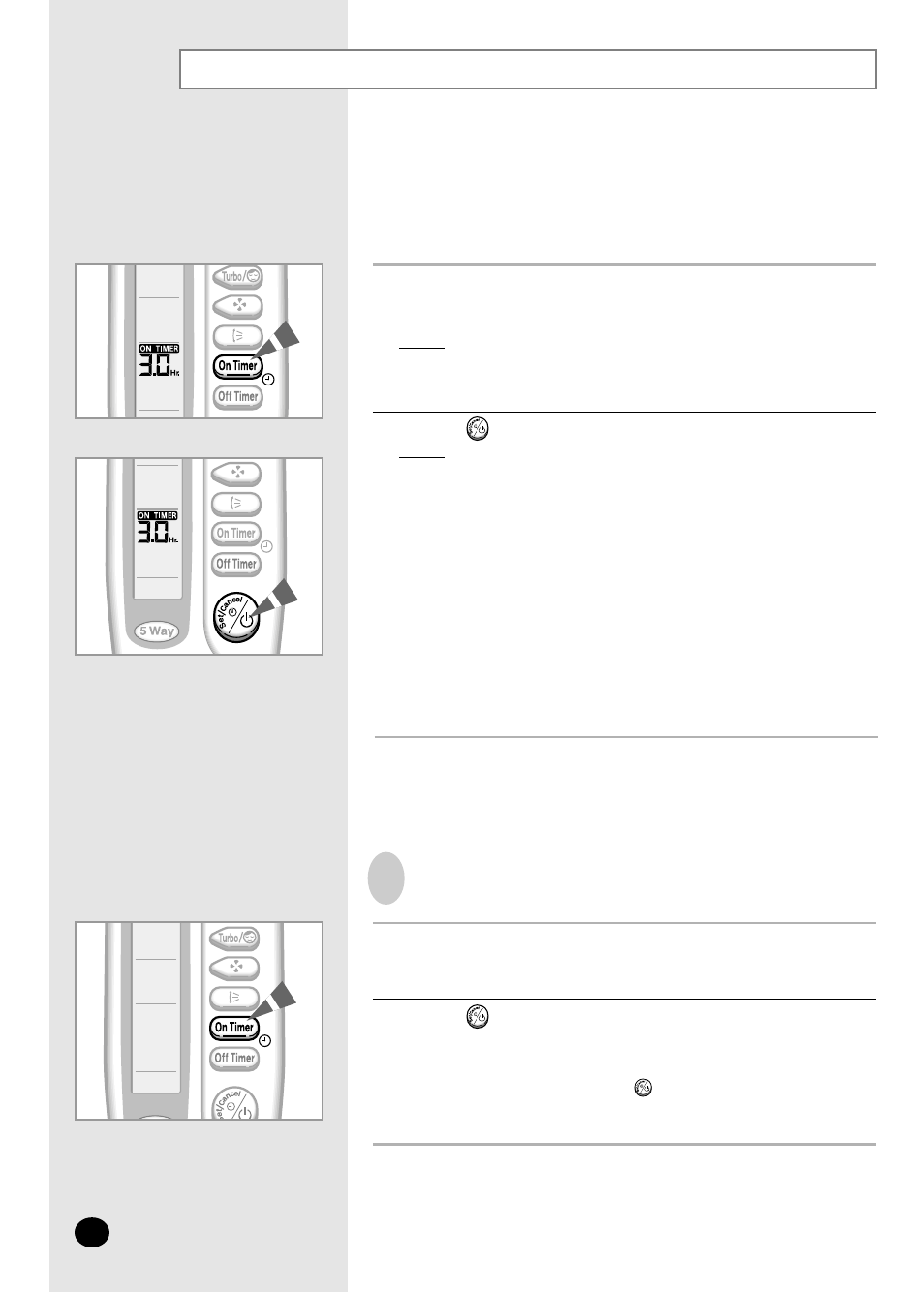 Setting the on timer | Samsung AQ12A2MD User Manual | Page 18 / 28