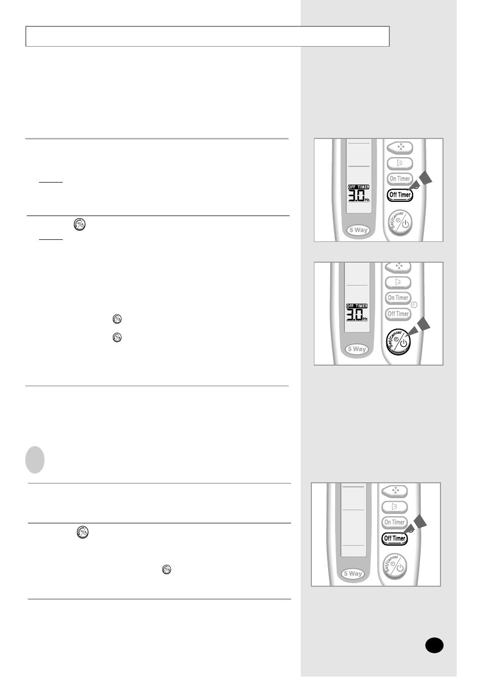 Setting the off timer | Samsung AQ12A2MD User Manual | Page 19 / 28