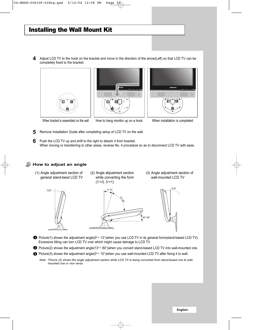 Installing the wall mount kit | Samsung W17M24C User Manual | Page 8 / 8
