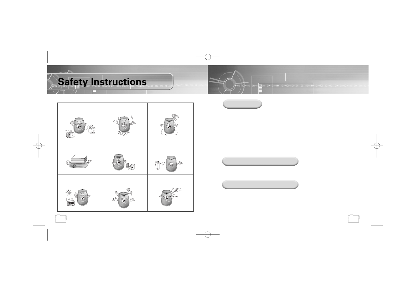 Safety instructions, Headphones, Environmental information | Ambient operating conditions | Samsung YP-300 User Manual | Page 3 / 38