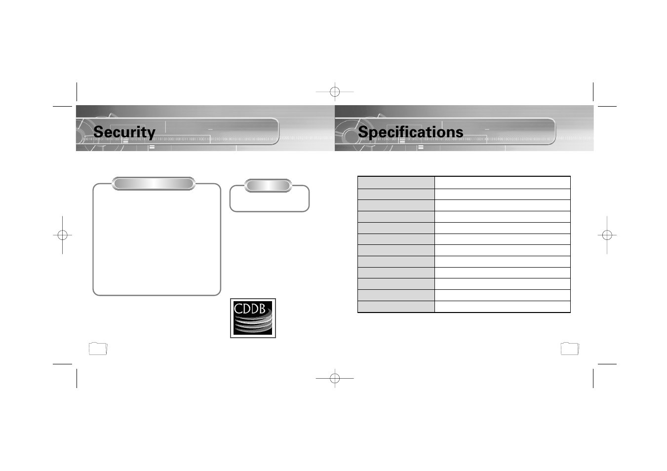 Security, Specifications | Samsung YP-300 User Manual | Page 35 / 38