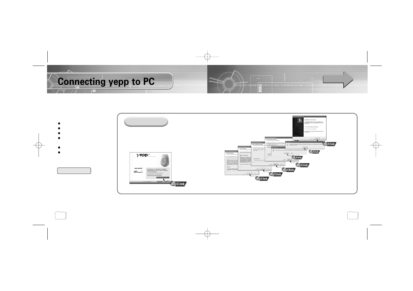 Connection to computer, Connecting yepp to pc continued, Connecting yepp to pc | Samsung YP-300 User Manual | Page 8 / 38