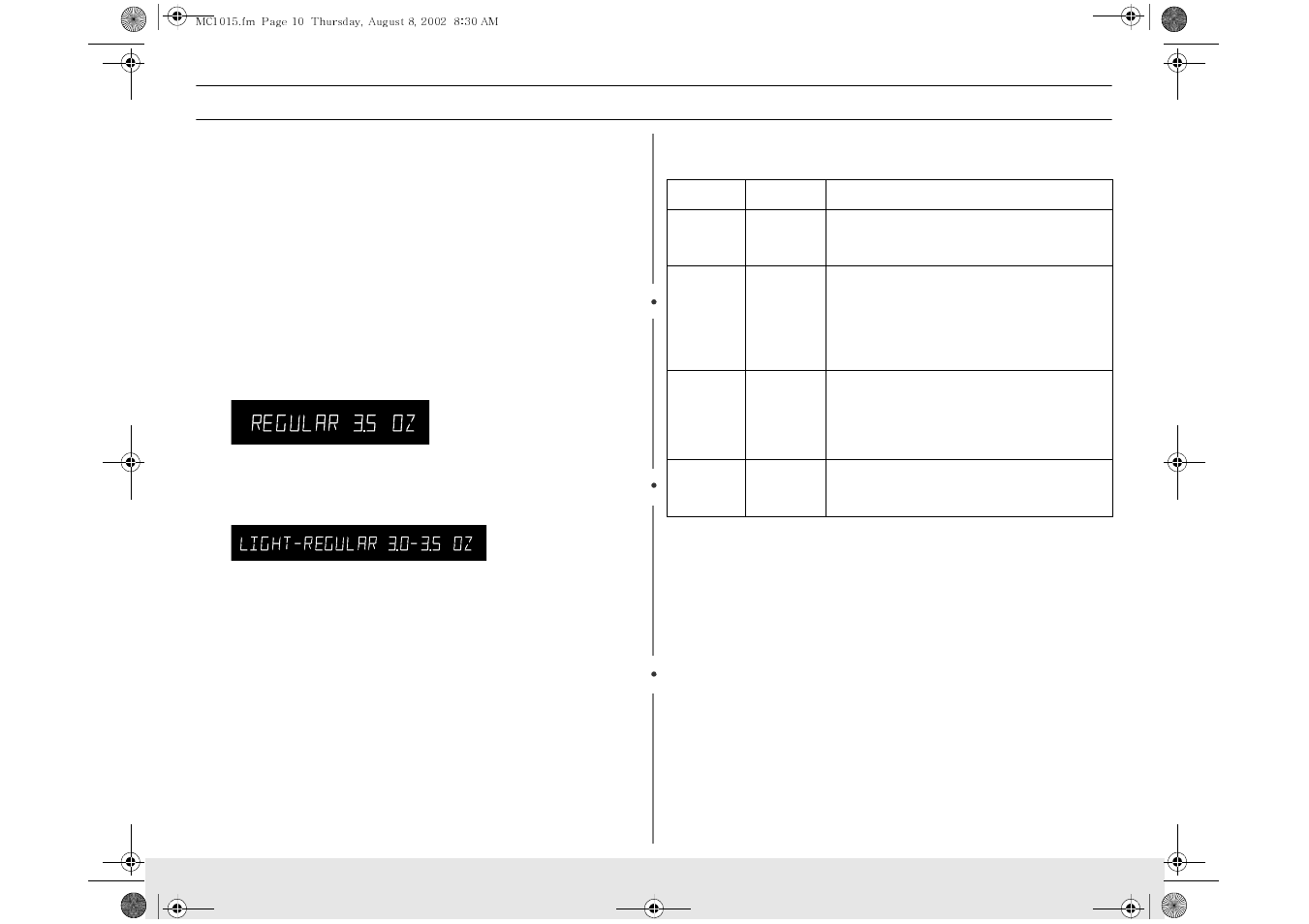 Operation | Samsung MC1015WB/BB User Manual | Page 10 / 36