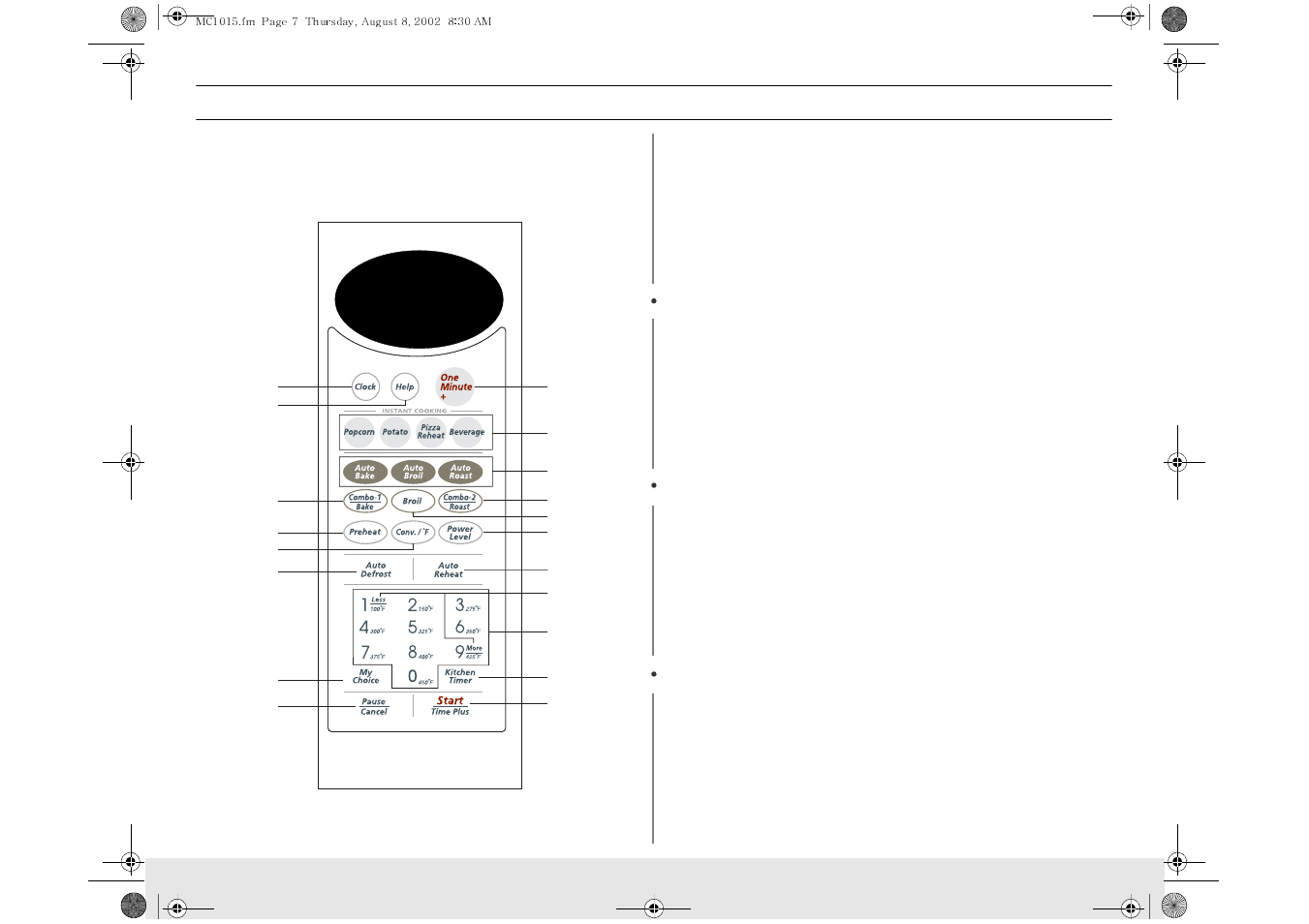 Your new microwave oven, Control panel buttons | Samsung MC1015WB/BB User Manual | Page 7 / 36