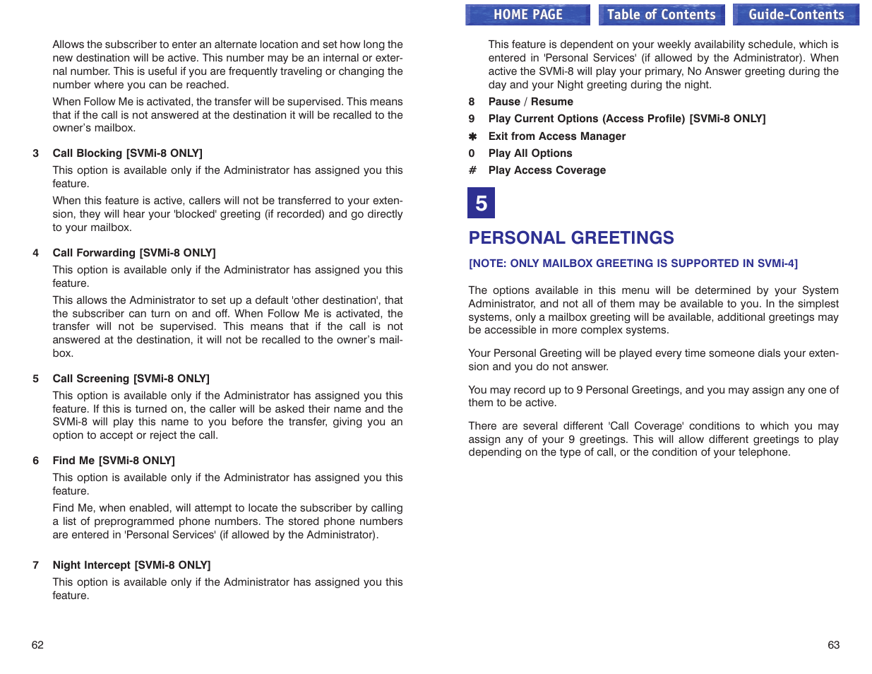 Personal greetings, See personal greetings | Samsung iDCS 100 User Manual | Page 105 / 155