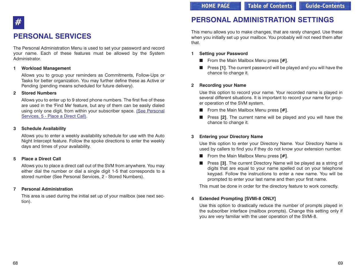 Personal services, Personal administration settings, Personal services personal administration settings | Ersonal services, See personal services | Samsung iDCS 100 User Manual | Page 108 / 155