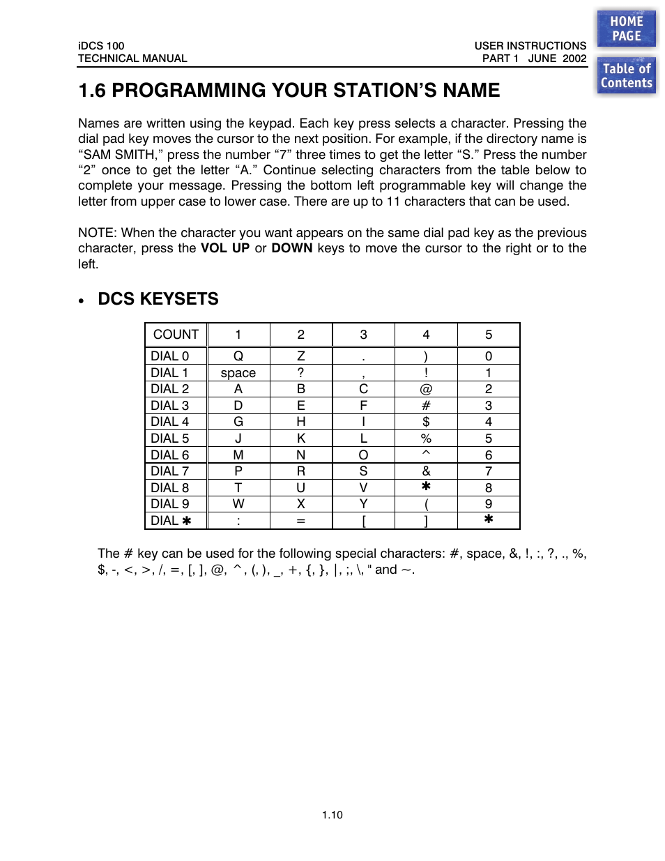 6 programming your station's name, Dcs keysets, Programming your station’s name | 6 programming your station’s name | Samsung iDCS 100 User Manual | Page 11 / 155