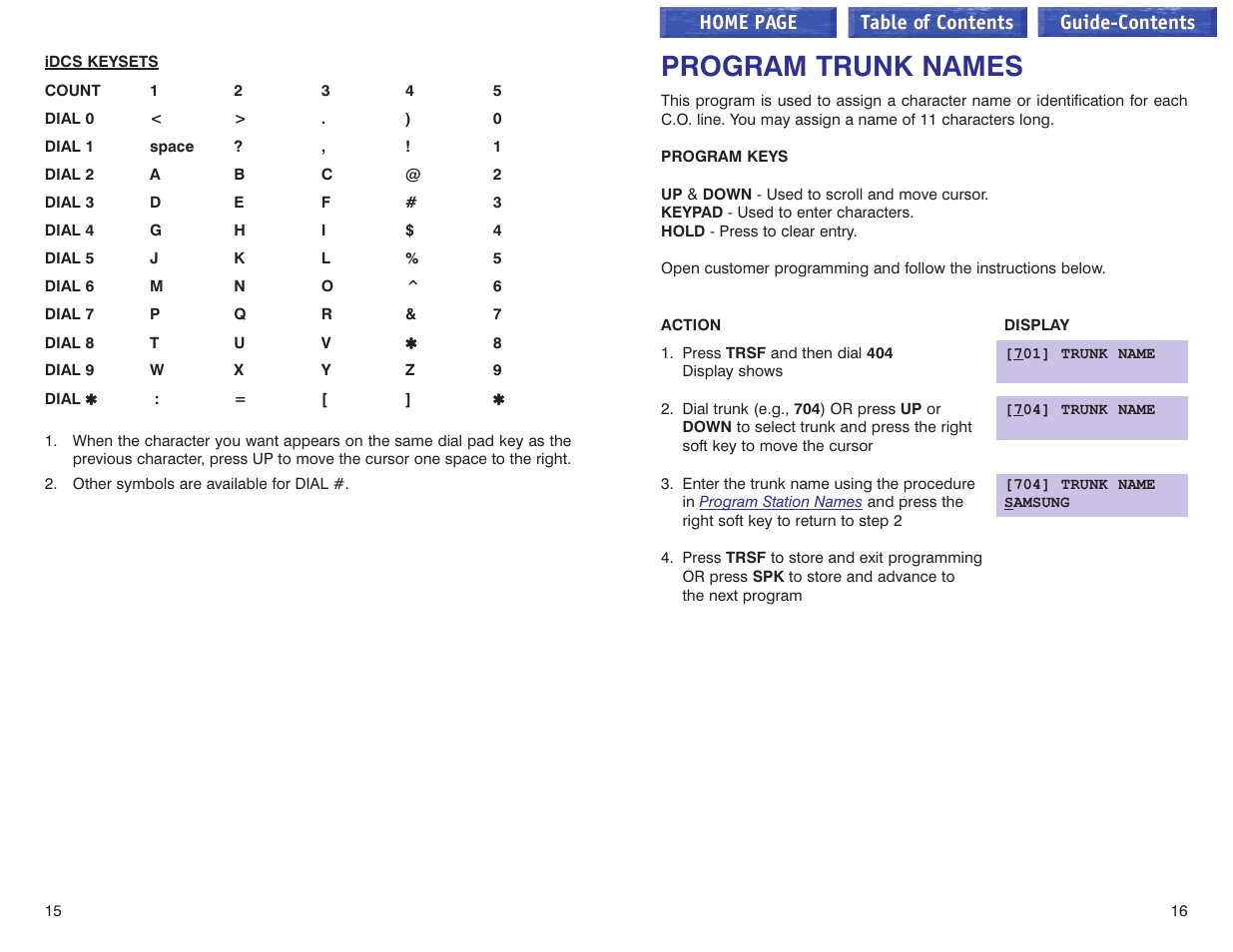 Program trunk names | Samsung iDCS 100 User Manual | Page 136 / 155