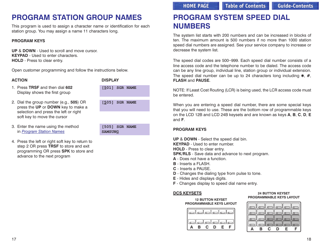 Program station group names, Program system speed dial numbers | Samsung iDCS 100 User Manual | Page 137 / 155