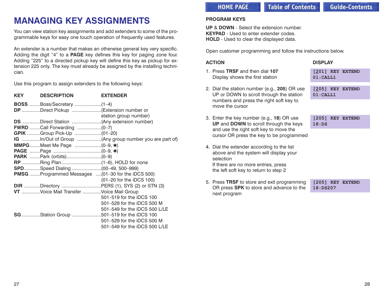 Managing key assignments, Managing key assignments –28 | Samsung iDCS 100 User Manual | Page 142 / 155