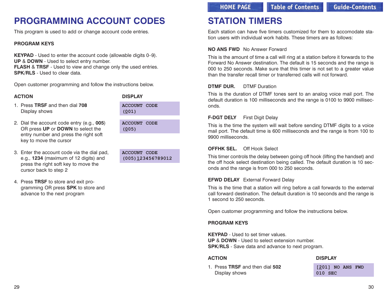 Programming account codes, Station timers, Programming account codes station timers –31 | Samsung iDCS 100 User Manual | Page 143 / 155