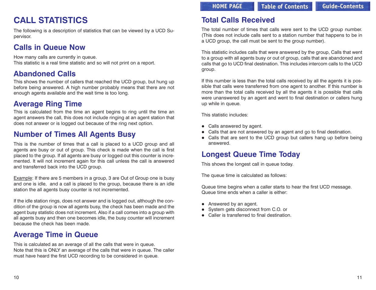 Call statistics, Calls in queue now, Abandoned calls | Average ring time, Number of times all agents busy, Average time in queue, Total calls received, Longest queue time today | Samsung iDCS 100 User Manual | Page 153 / 155