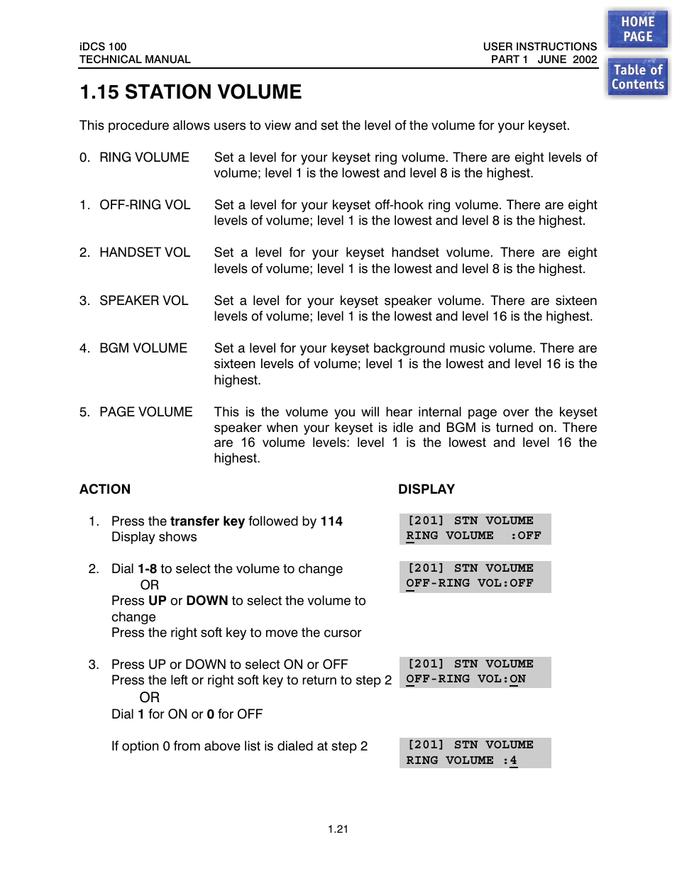 15 station volume, Station volume | Samsung iDCS 100 User Manual | Page 22 / 155