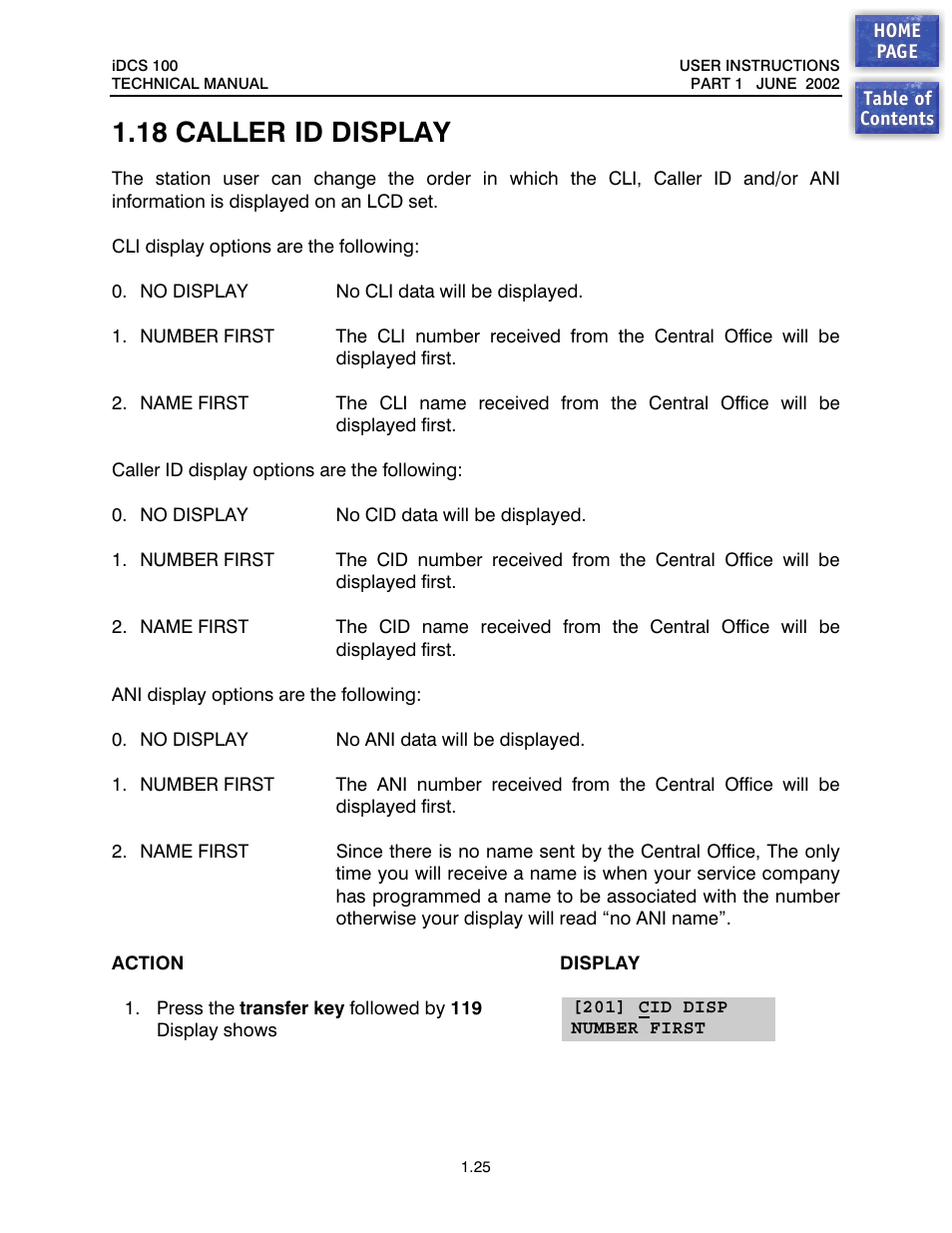 18 caller id display, Caller id display | Samsung iDCS 100 User Manual | Page 26 / 155
