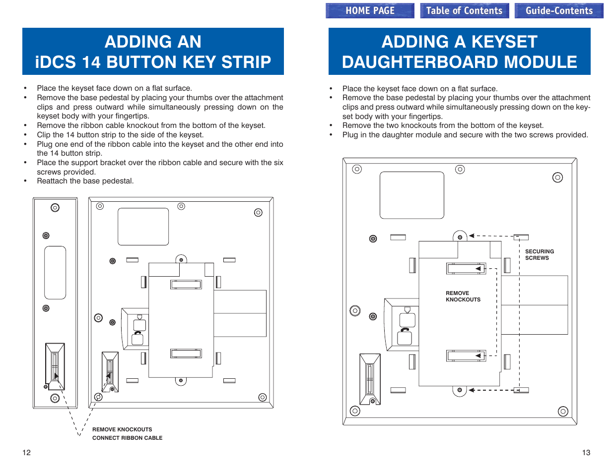 Adding an idcs 14 button key strip, Adding a keyset daughterboard module, Adding an idcs 14b key strip | Adding a keyset daughterboard, Module | Samsung iDCS 100 User Manual | Page 36 / 155