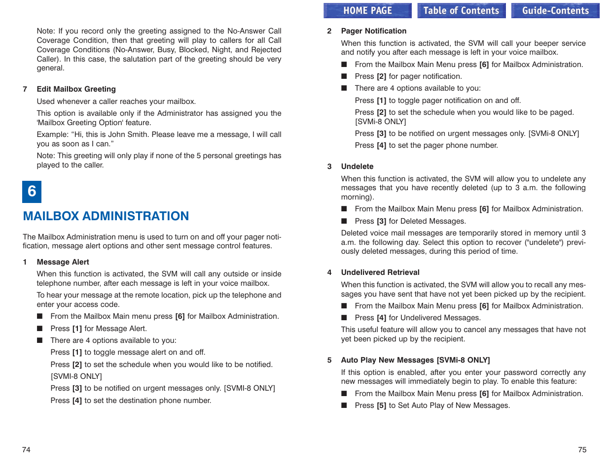 6 - mailbox administration, Mailbox administration, See mailbox administration | Samsung iDCS 100 User Manual | Page 67 / 155