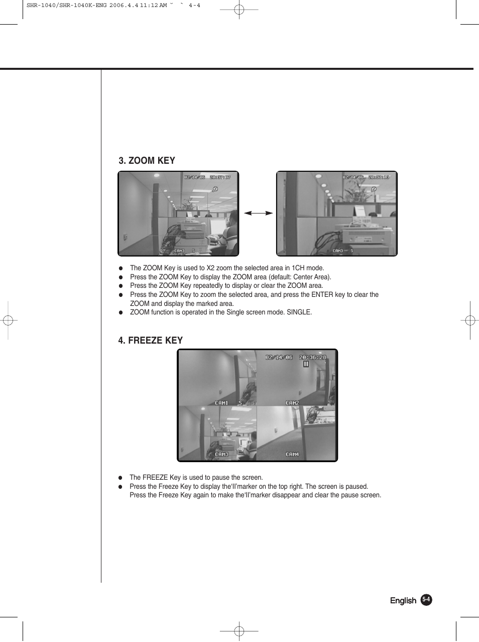 Zoom key, Freeze key | Samsung SHR-1040K User Manual | Page 36 / 68