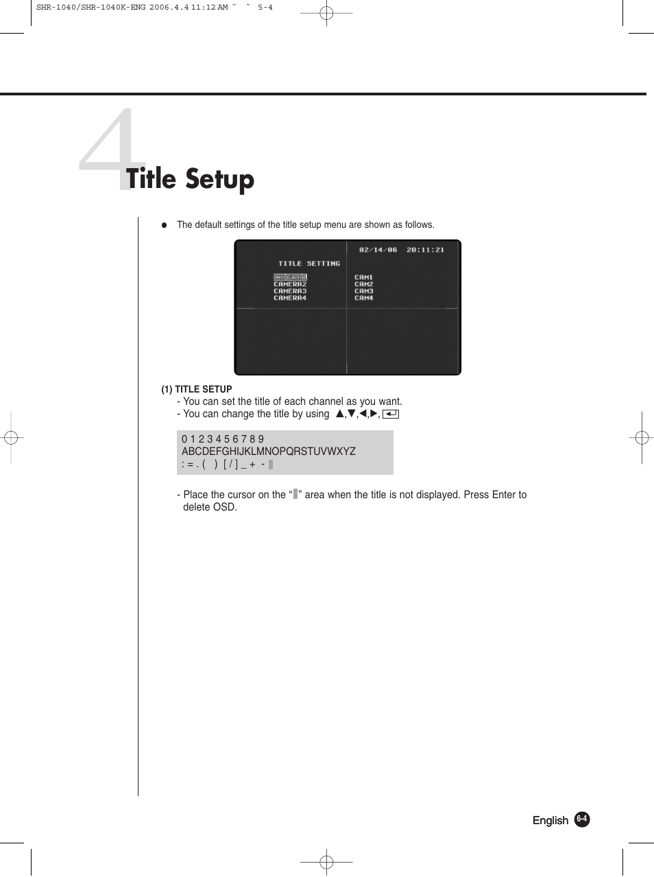 Title setup | Samsung SHR-1040K User Manual | Page 42 / 68