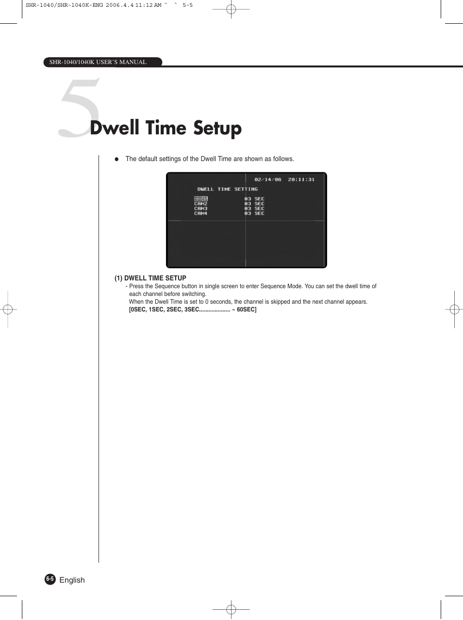 Dwell time setup | Samsung SHR-1040K User Manual | Page 43 / 68