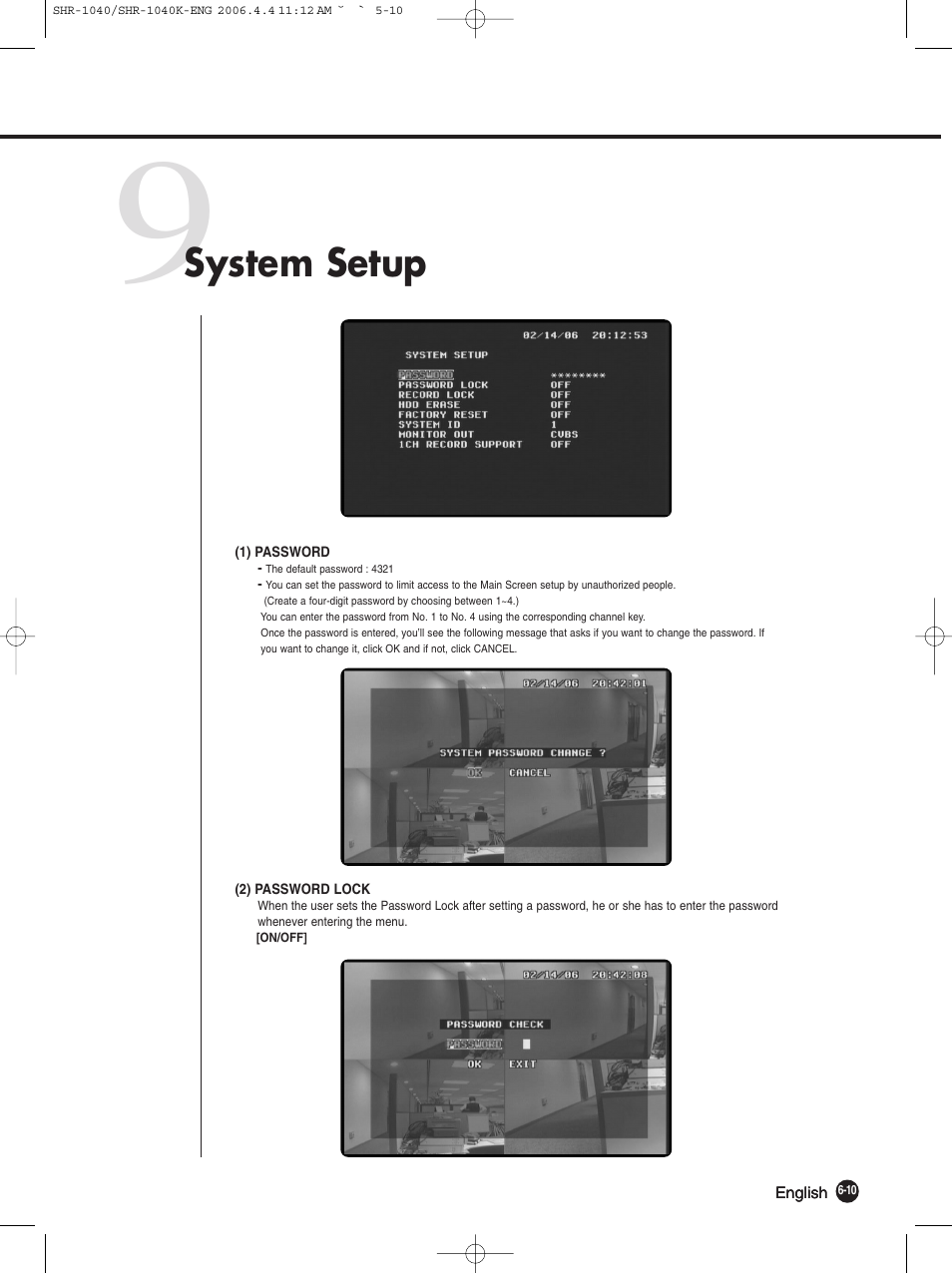 System setup | Samsung SHR-1040K User Manual | Page 48 / 68