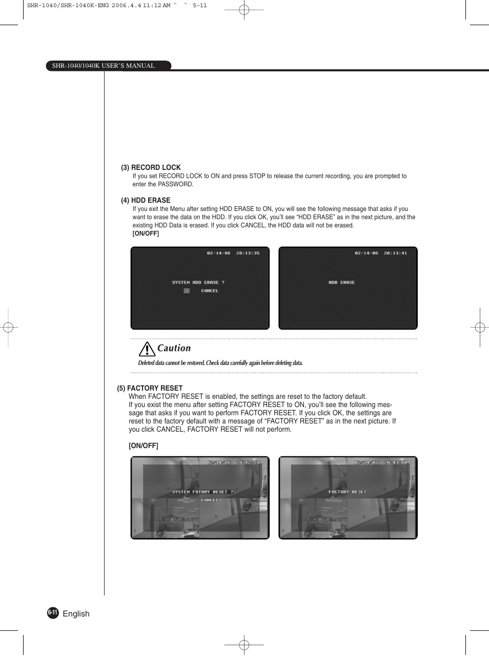Caution | Samsung SHR-1040K User Manual | Page 49 / 68