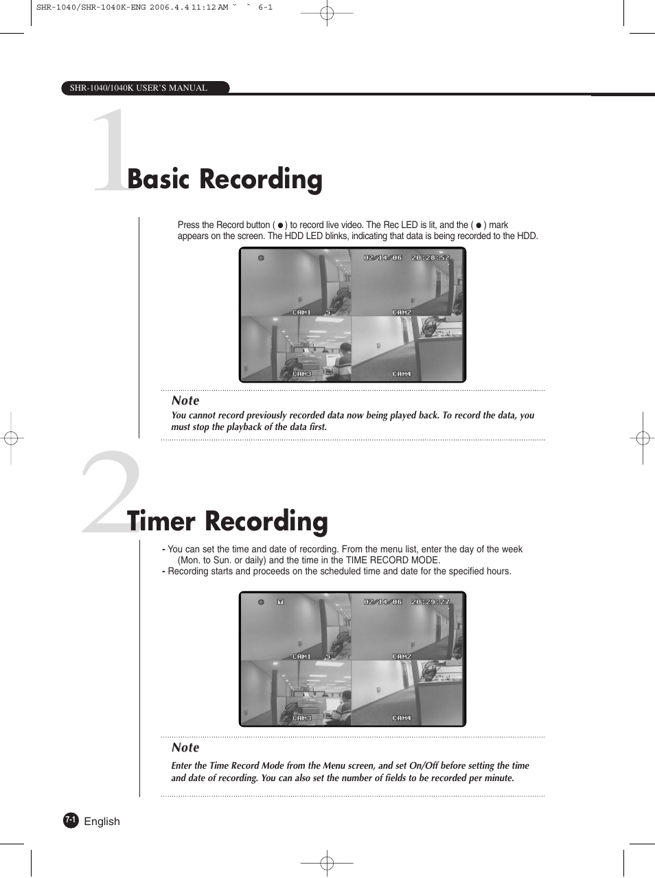 Basic recording, Timer recording | Samsung SHR-1040K User Manual | Page 54 / 68