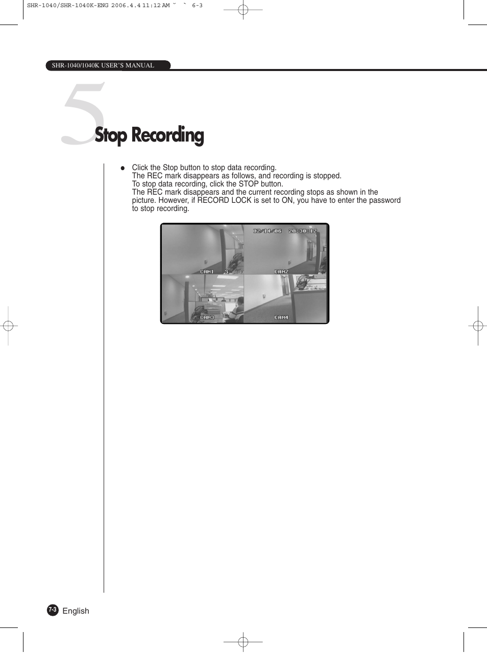 Stop recording | Samsung SHR-1040K User Manual | Page 56 / 68