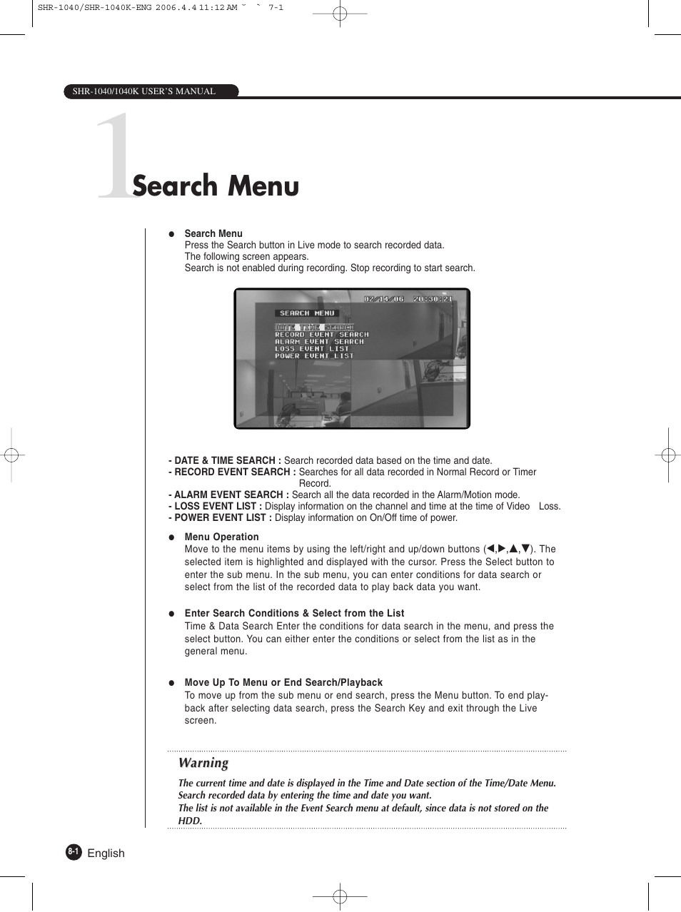 Search menu | Samsung SHR-1040K User Manual | Page 58 / 68