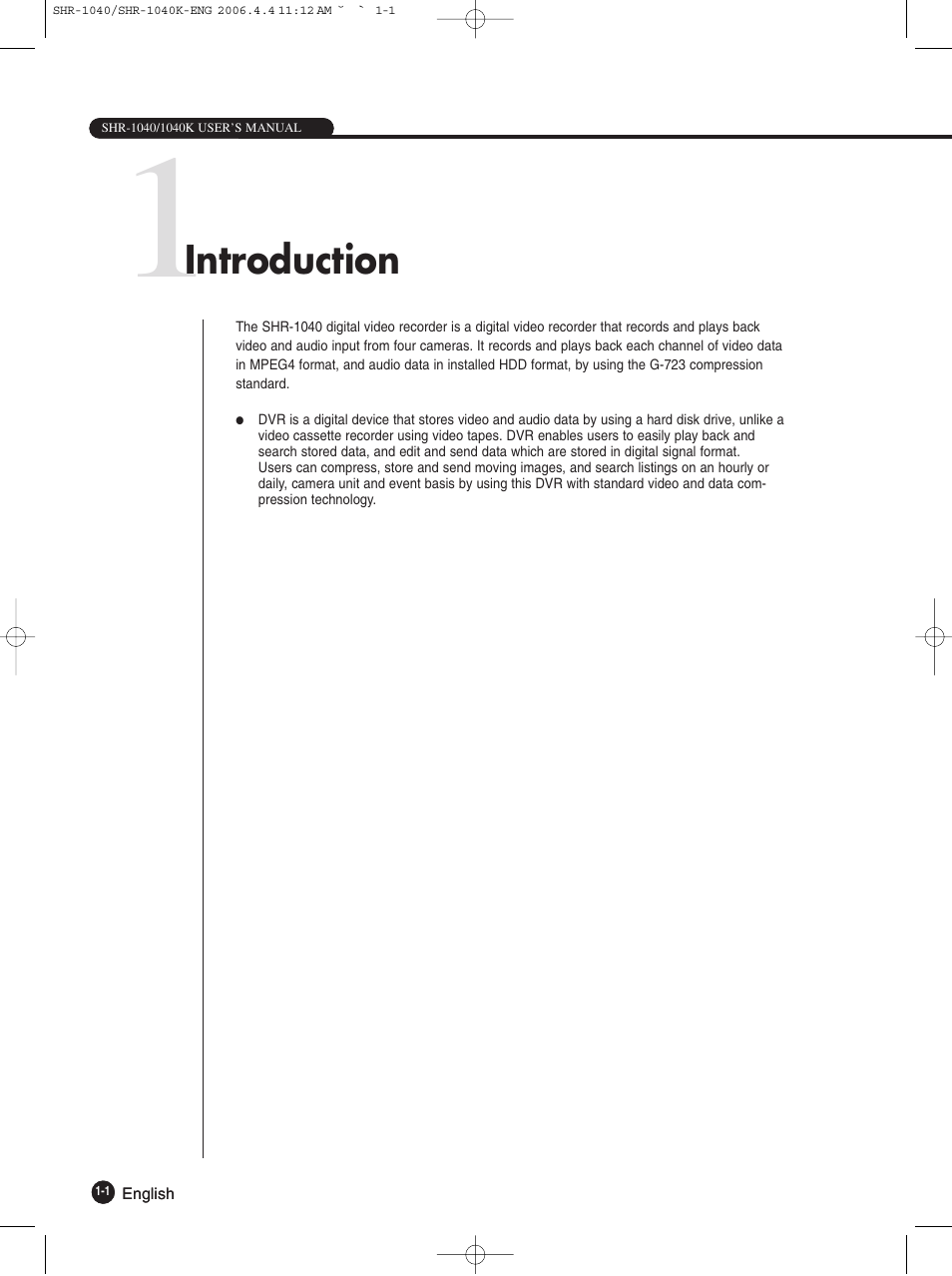 Introduction | Samsung SHR-1040K User Manual | Page 7 / 68