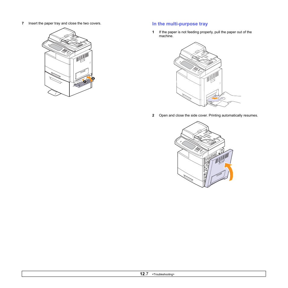 In the multi-purpose tray | Samsung CLX-8380ND User Manual | Page 103 / 187