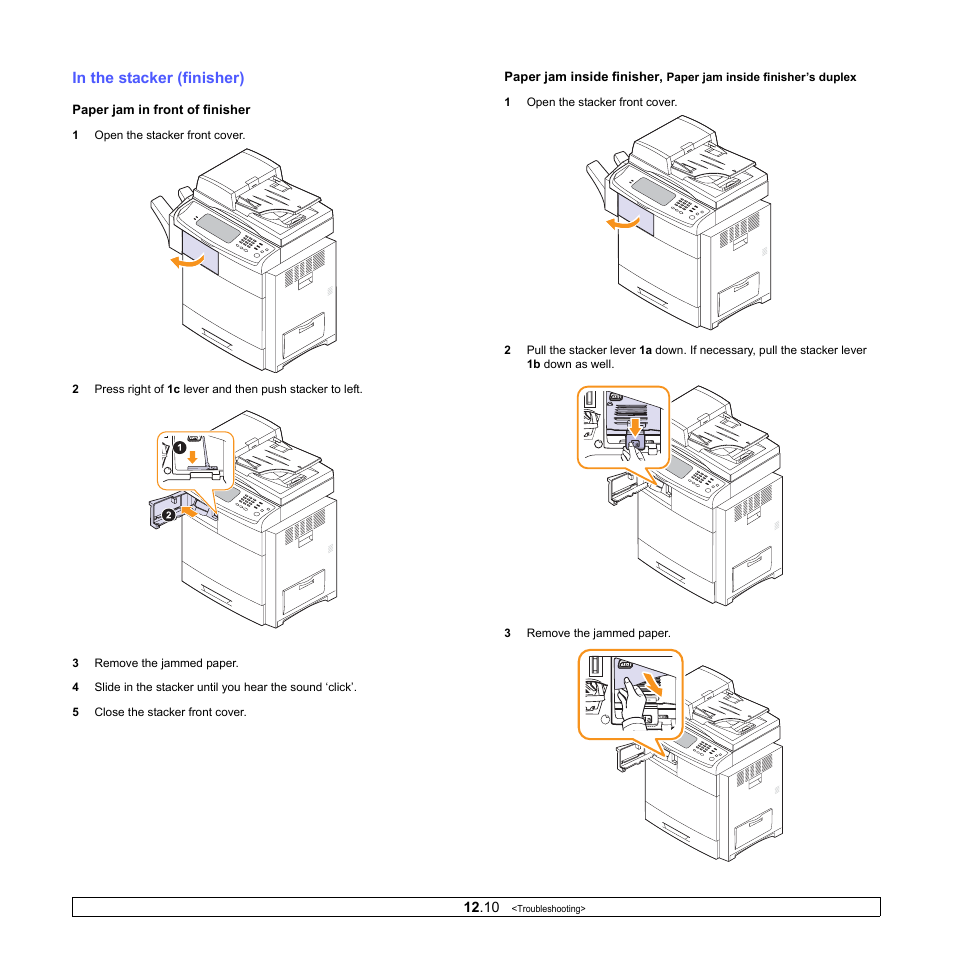 In the stacker (finisher) | Samsung CLX-8380ND User Manual | Page 106 / 187