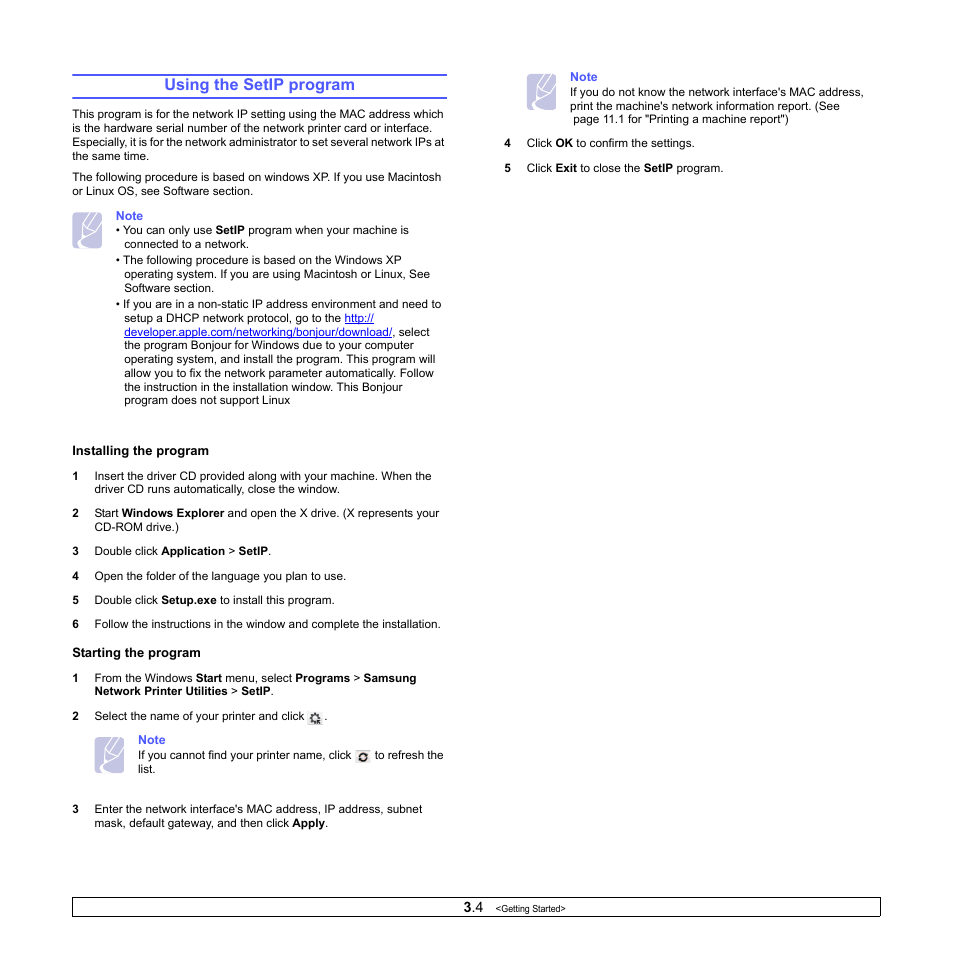 Using the setip program | Samsung CLX-8380ND User Manual | Page 31 / 187