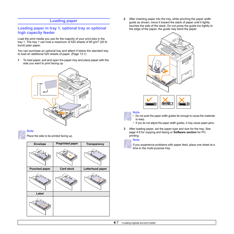 Loading paper | Samsung CLX-8380ND User Manual | Page 41 / 187