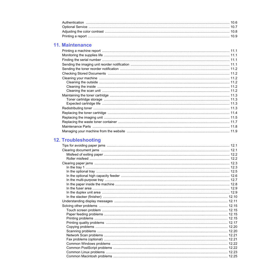 Maintenance, Troubleshooting | Samsung CLX-8380ND User Manual | Page 9 / 187