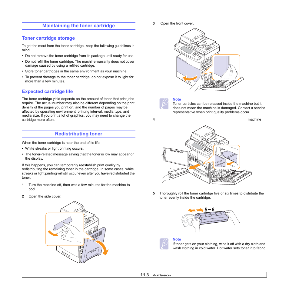 Maintaining the toner cartridge, Toner cartridge storage, Expected cartridge life | Redistributing toner, Toner cartridge storage expected cartridge life | Samsung CLX-8380ND User Manual | Page 90 / 187