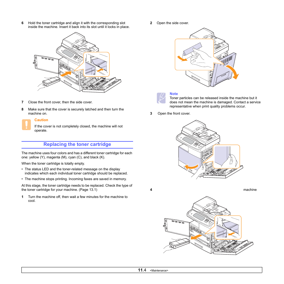 Replacing the toner cartridge | Samsung CLX-8380ND User Manual | Page 91 / 187