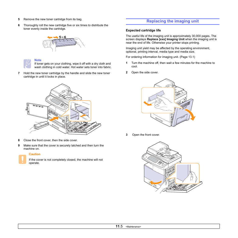 Replacing the imaging unit | Samsung CLX-8380ND User Manual | Page 92 / 187