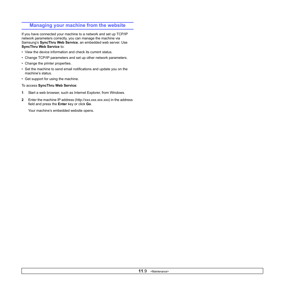 Managing your machine from the website | Samsung CLX-8380ND User Manual | Page 96 / 187