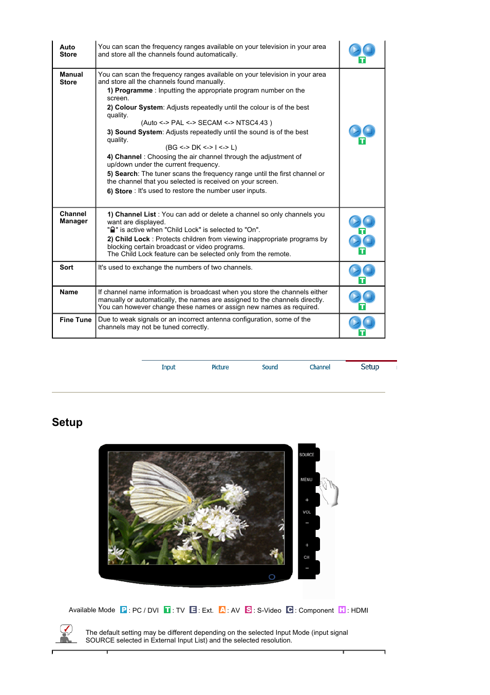 Setup | Samsung 2032MW User Manual | Page 37 / 67