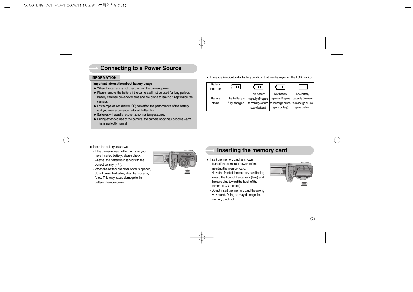 Connecting to a power source | Samsung Digimax S700 User Manual | Page 10 / 78