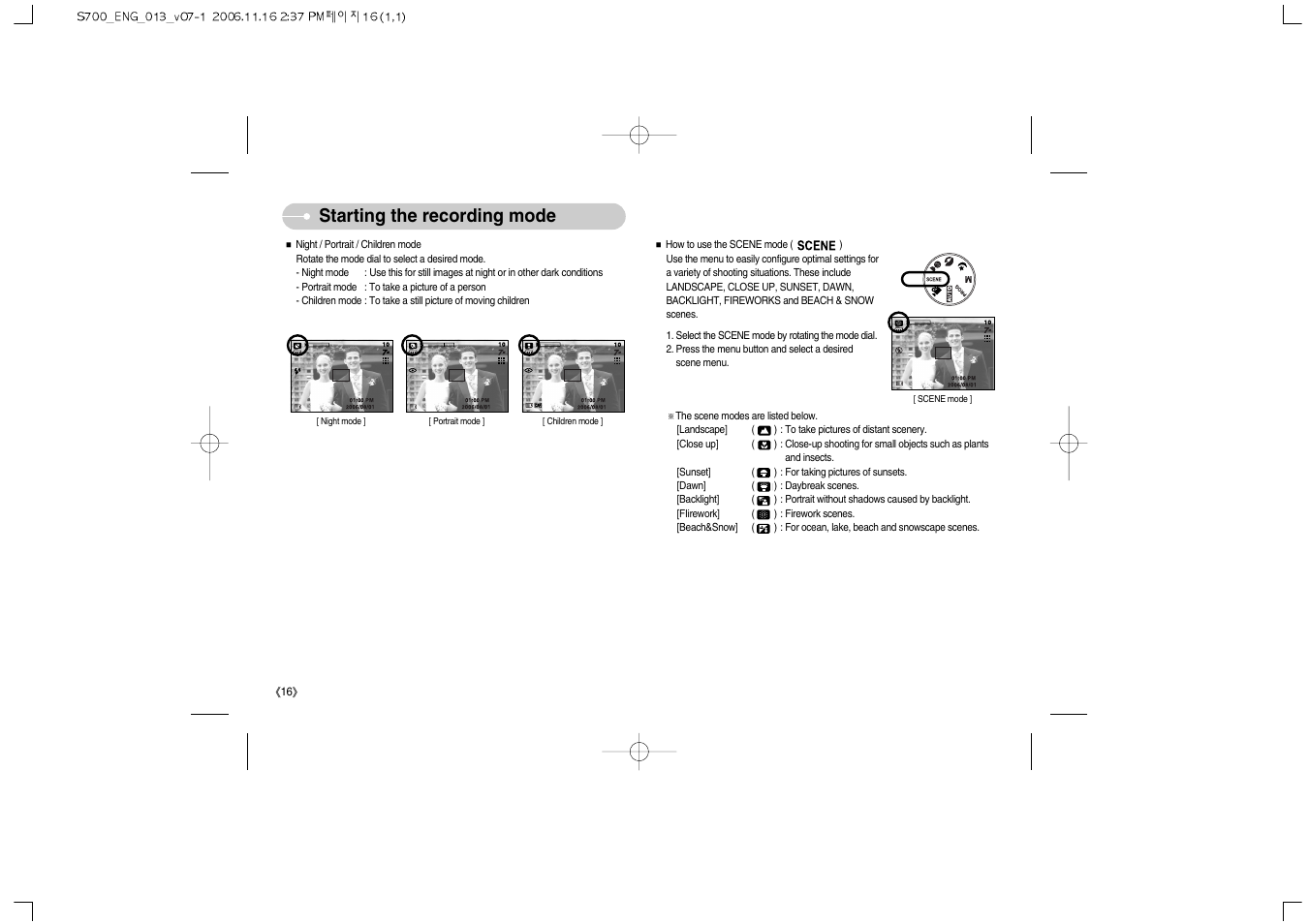 Starting the recording mode | Samsung Digimax S700 User Manual | Page 17 / 78