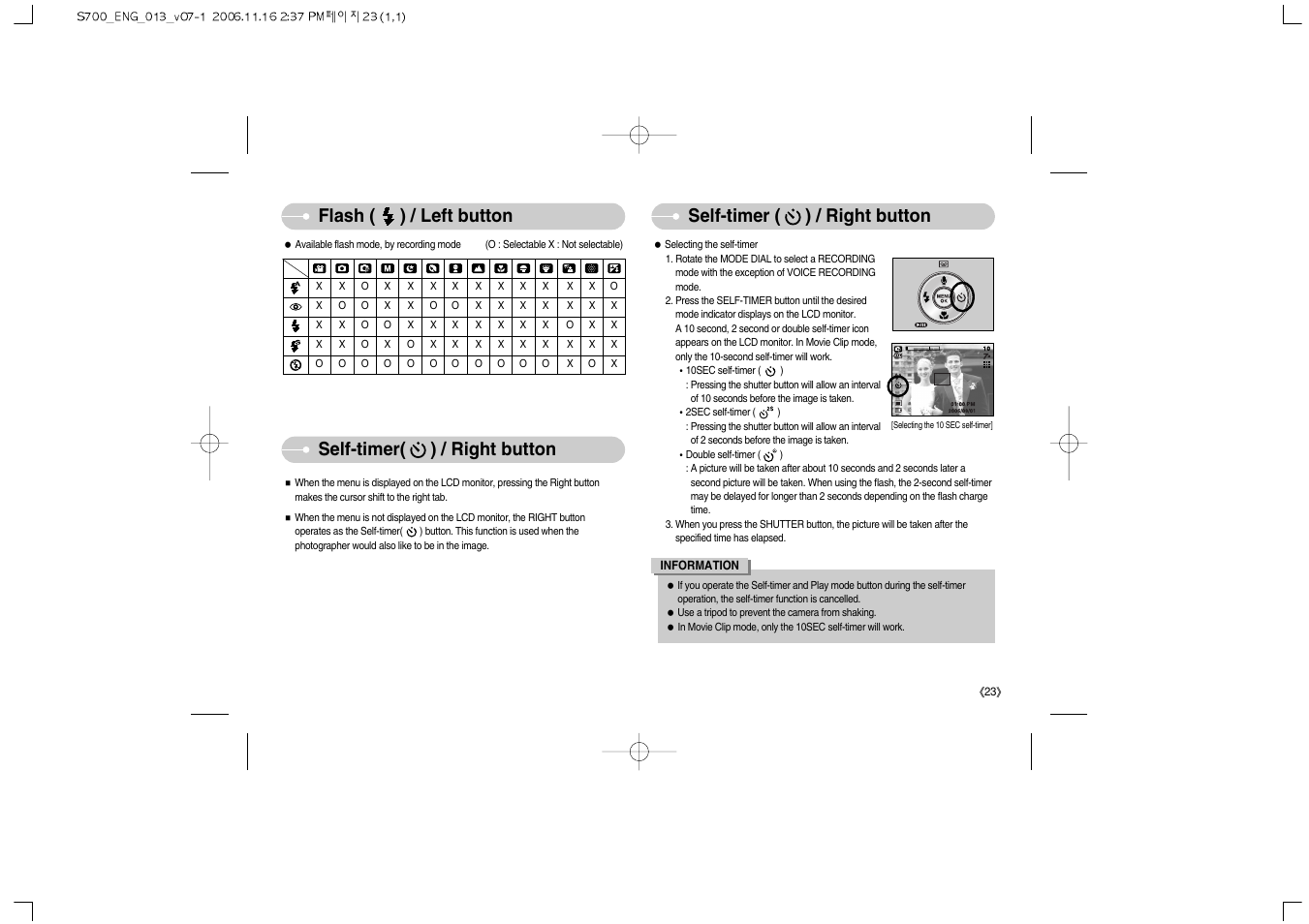 Self-timer( ) / right button | Samsung Digimax S700 User Manual | Page 24 / 78