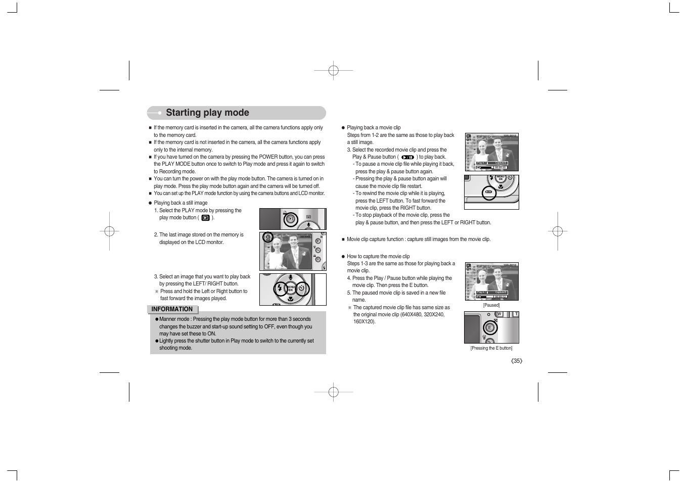 Starting play mode | Samsung Digimax S700 User Manual | Page 36 / 78