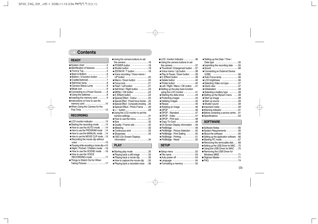 Samsung Digimax S700 User Manual | Page 4 / 78